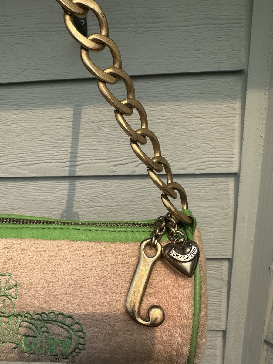 Juicy Couture Rare Vintage Green And Pink Barrel Purse Shoulder