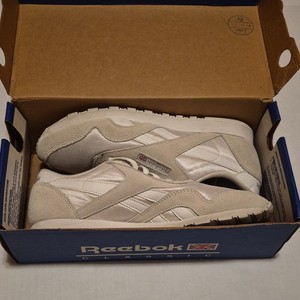 Reebok Classic Nylon Athletic Shoes White Light Grey Suede Women's Size 8 1990s