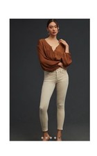 NWT Pilcro Anthropologie Ivory Corduroy High Rise Skinny Pants Size 32 Tall