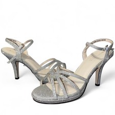 Touch Ups Mae Silver Strappy High Heel Shoes 8W, MPN 4505M