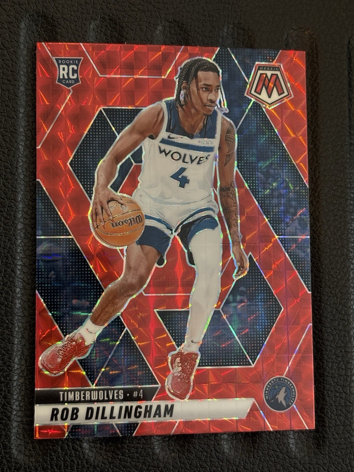 2024-25 Panini Mosaic - Rookies Robert Dillingham #218 Red Mosaic Prizm (RC)