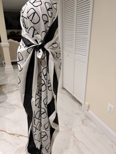Women's Silk Long Scarf Brown Flower Neckerchief Bandana Wrap 140x35cm