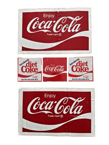 Vintage Coca Cola Stickers Lot Coke Diet Coke Advertising Decals 5 Pc