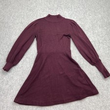 Vince Camuto Sweater Dress Womens XS Purple Fit Flare Mock Neck Long Sleeve