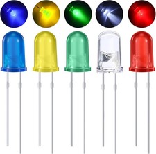 EBOOT 100 Pieces Clear LED Light Emitting Diodes Bulb Lamp, 5 mm 5 Colors
