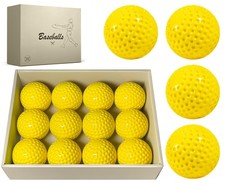 HANKLENSS 12 Pack Yellow Dimpled Baseballs, 9-Inch Pitching Machine Baseballs...