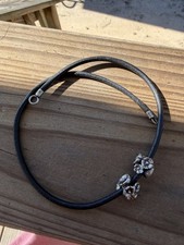 Trollbeads Corded Leather Bracelet 15.25  With 2 Trollbeads Forget Me Not Beads