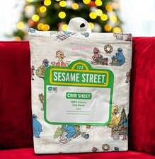 BRAND NEW Sesame Street Christmas Crib Baby Sheet Elmo,Cookie Monster, Big Bird
