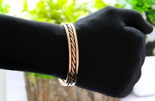 Handmade Pure Copper Braided Cuff Bracelet Solid Woven Wire Bangle For Men Women