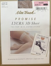 Nice Touch Promise Lycra 3D Sheer Thigh Highs Nude Size A NWT