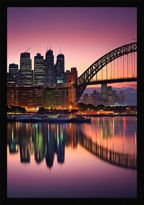 Moody Sydney Hafen gerahmtes Wandbild Poster Leinwanddruck Bild