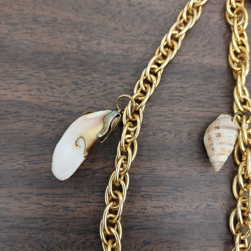 Goldtone Round Link Sea Shell Necklace 48in. - Picture 2 of 18