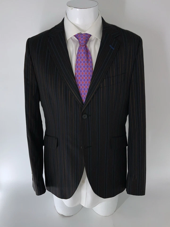 Blazer Ben Sherman M 40S Marrón Azul Rayas 2B 1V Mezcla Poli Portugal YGI R1-33 Foto 2 de 4