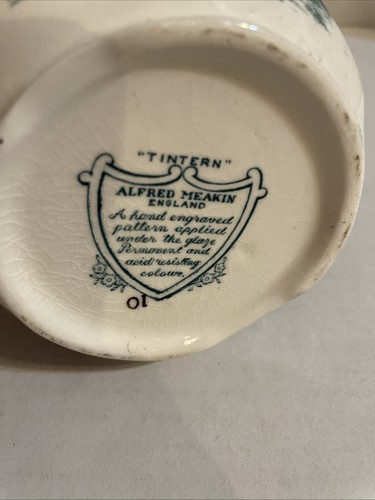 VTG ALFRED MEAKIN England - 5in White & Green Jug/Pitcher Tintern Countryside - Picture 11 of 11