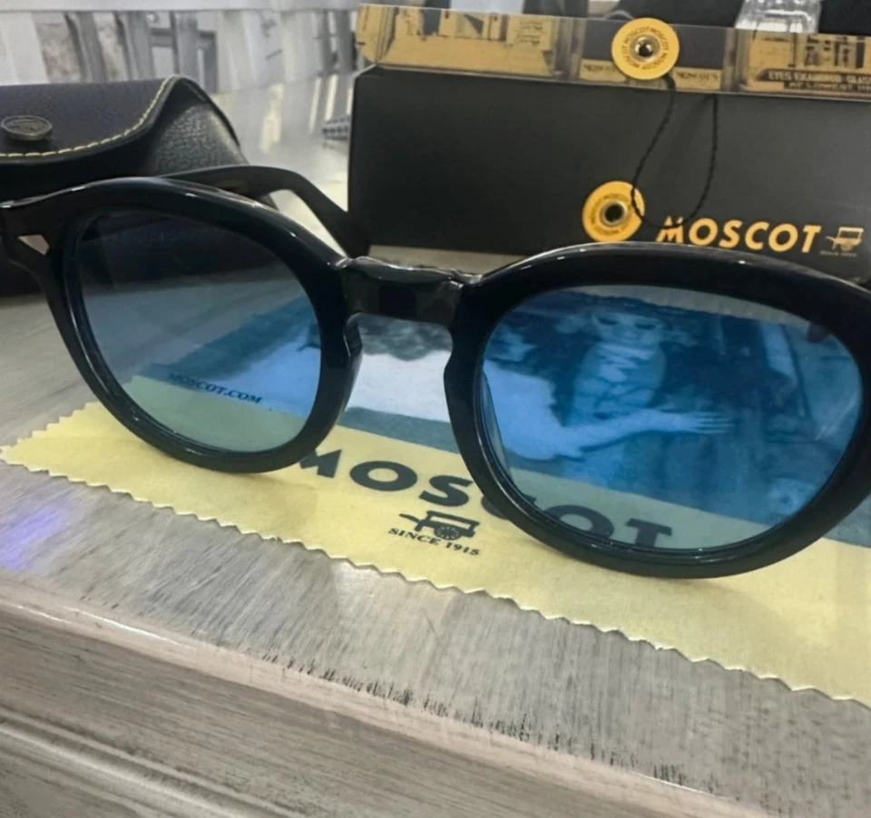 MOSCOT Lemtosh Nero Occhiali Da Sole Lente Blu Taglia MEDIUM 46 - Image 3 of 4