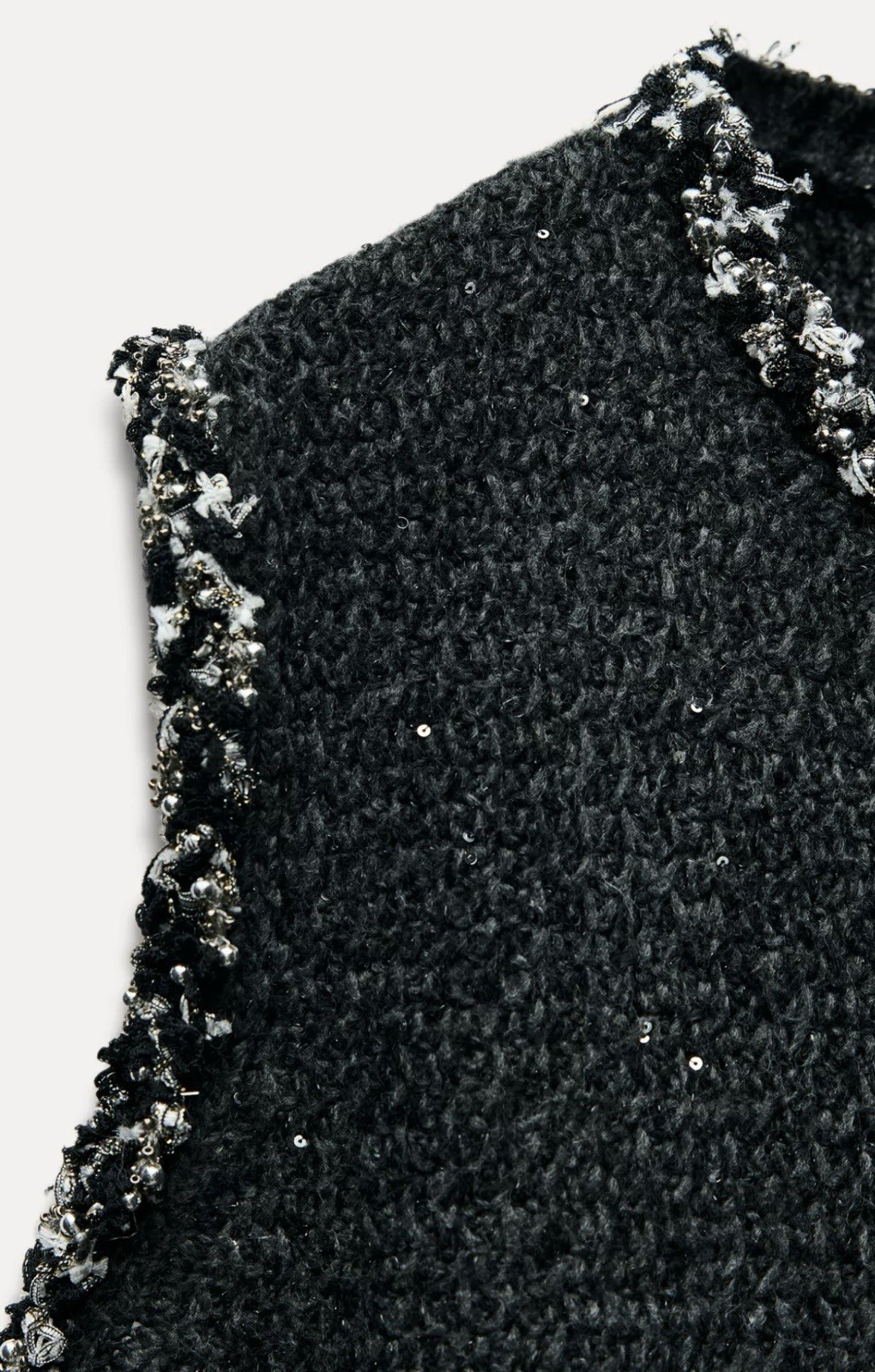 Zara Women’s Chic Black Knit Sequin Dress with Fringe Trim 8146/108 Size S NWT thumbnail 3