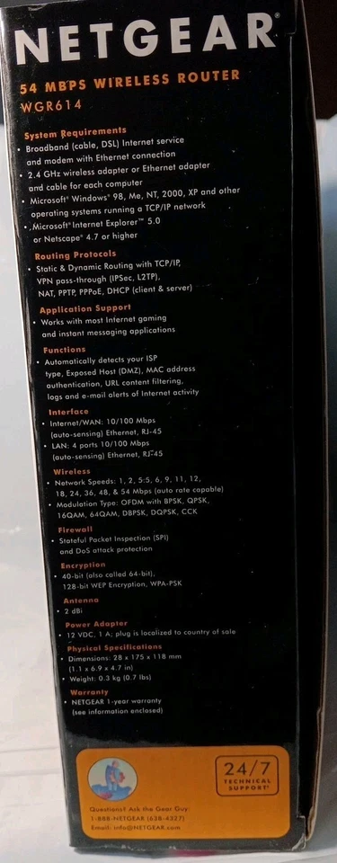 Netgear WGR614 54 Mbps 4-Port 10/100 Wireless G Router (WGR614NA) - Image 4 of 4