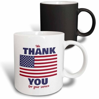 3dRose We Thank You For Your Service - Veteran 11oz Magic Transforming Mug