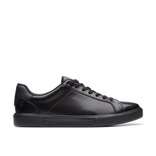 Clarks Mens Romsey Lace Black Leather Trainers,Lace Up