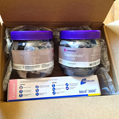 Convatec Diamonds Sachets + 1 Pack XL Nitril Handsch puderfrei latexfrei 100 Stk