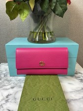 Gucci Hot Pink GG Marmont Leather Flap Wallet - NWOT Authentic