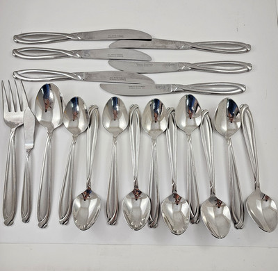 19 Hampton Silversmiths Flatware 18/8 CONCORDE Satin Stainless Spoons Knife READ