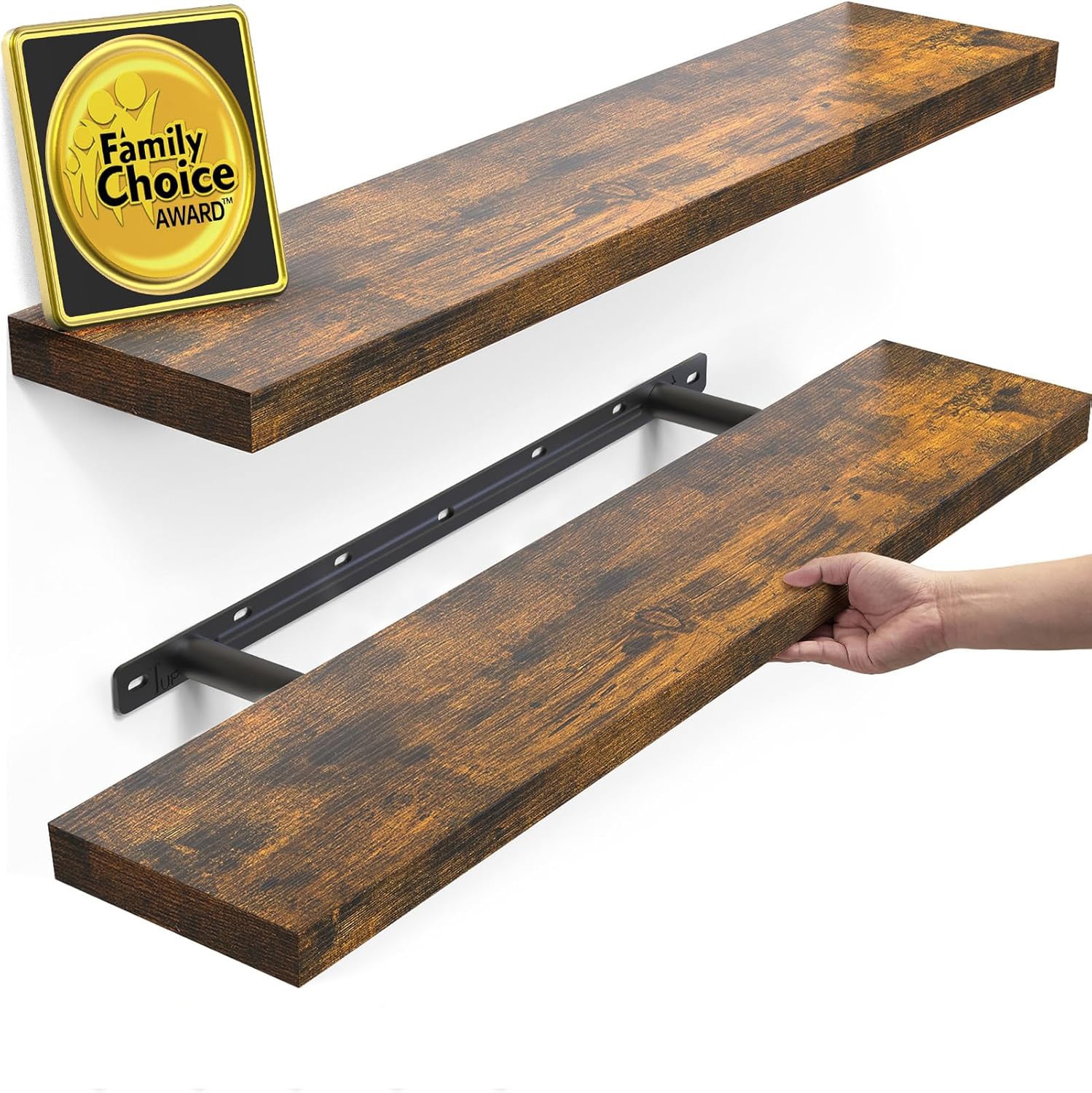 2 Pack Floating Shelves for Wall 22.5Inch Wall-Mounted Shelves with Brackets