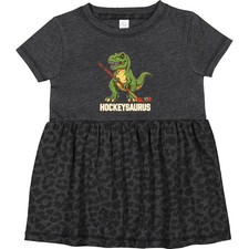 Inktastic Hockeysaurus Dinosaur Hockey Humor Infant Dress Girl Jersey Casual