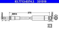 Bremsschlauch Hinten Ate 837713 03743 FÜR Mercedes