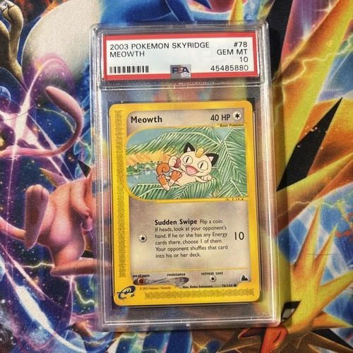 Pokemon TCG PSA 10 Meowth Skyridge Regular Common E Reader 78/144 *LOW POP*