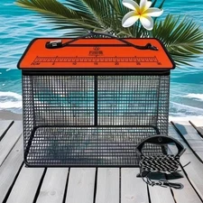 Foldable Fishing Net Outdoor Fish Net Bag Fishing Bucket Floating Fish Basket