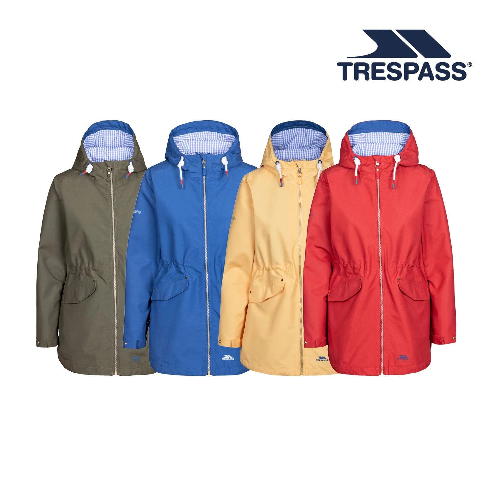 Trespass Womens Waterproof Jacket Longer Length Gingham Lining Finch
Opens in a new window or tab