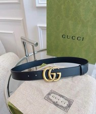 Women's Thin GG Marmont Black gucci Leather Belt Size 100