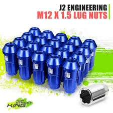 J2 Blue Spline Drive Style Close End M12x1.5 20Pc 50mm Lug Nut Set w/Extendtion