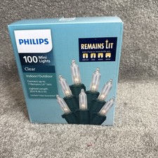   NEW  PHILIPS Indoor/Outdoor 100 Count Clear Mini Remains Lit Lights 20.6 Ft