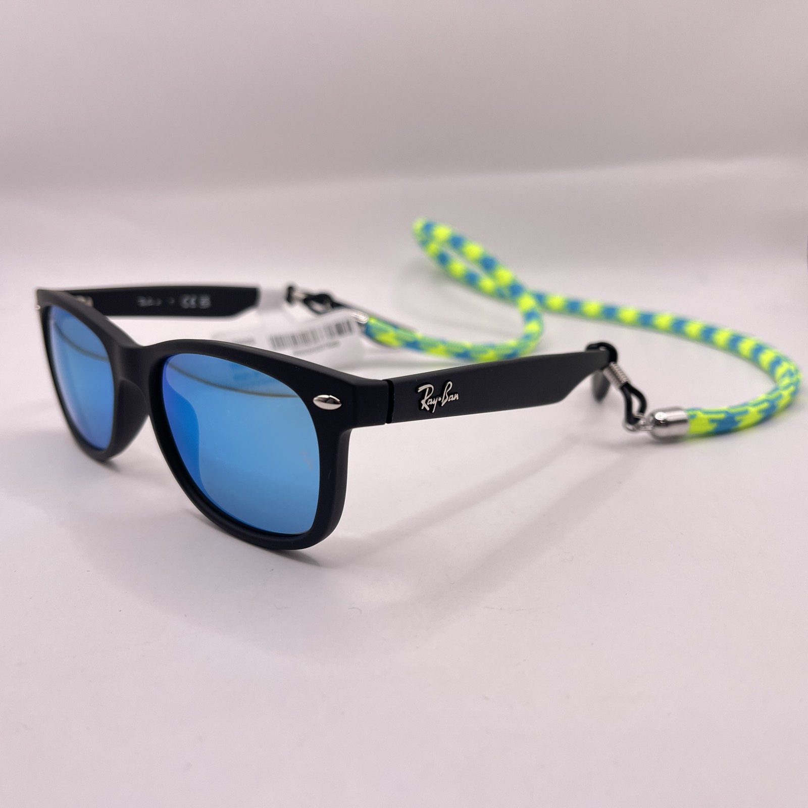 Ray Ban Youth New Wayfarer Square Mirror Sunglasses RB9052S Black/Blue