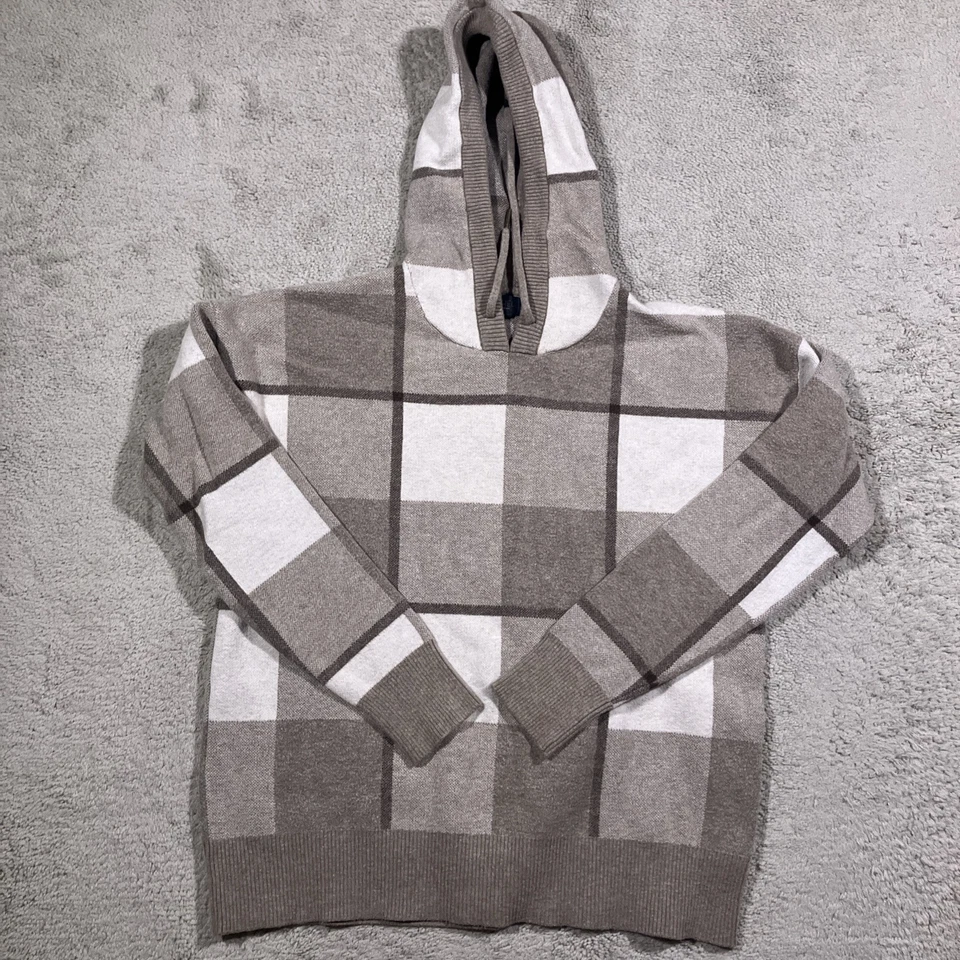 Sudadera con Capucha Rachel Roy Window Pane Para Mujer Gris Medio Beige Cabincore Acogedora Exterior Foto 2 de 4