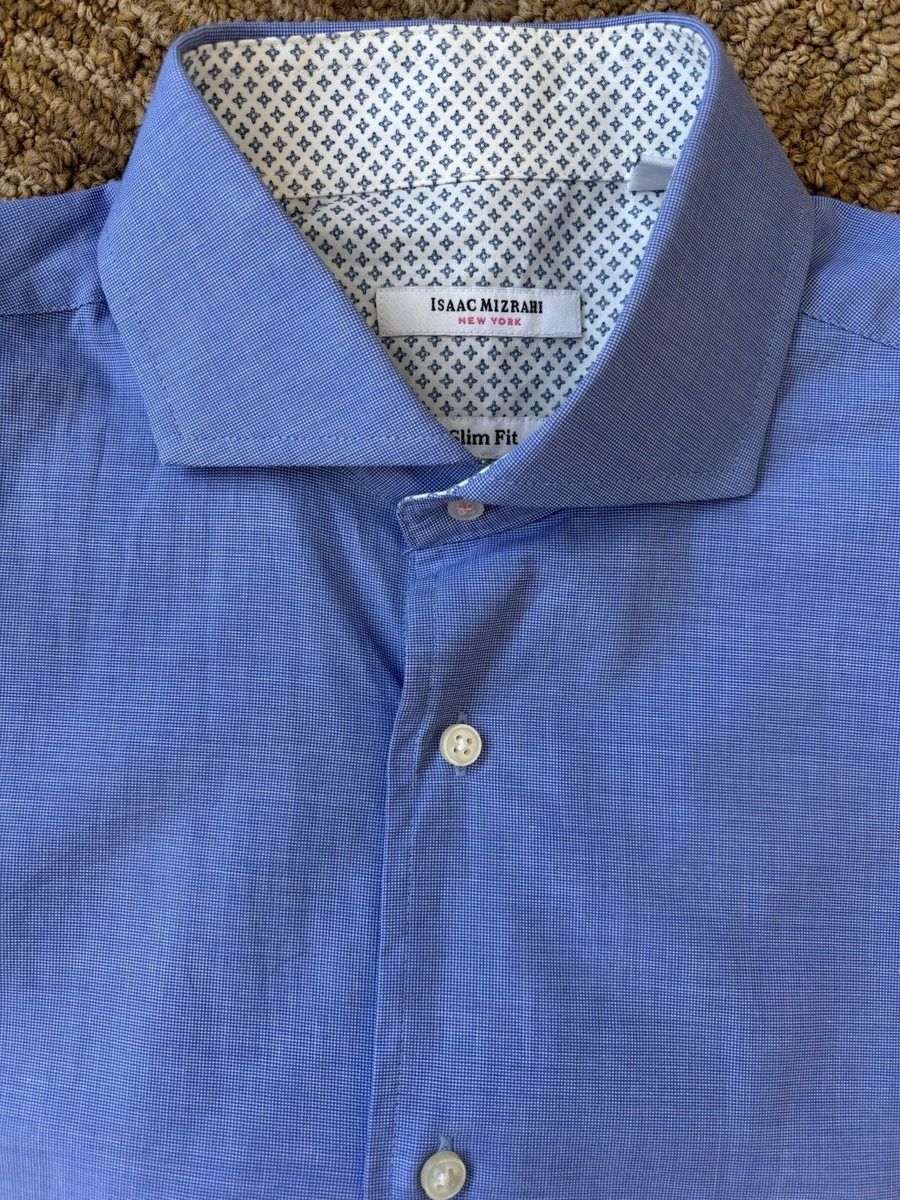 Chemise Isaac Mizrahi Homme - 17 XL 34/35 - Slim Fit Violet Motif Pied-de-poule