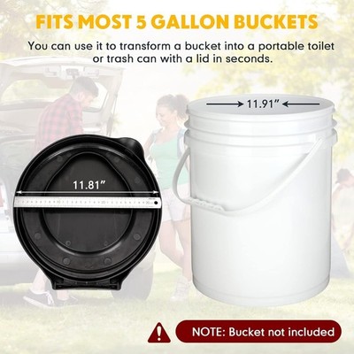 1 Set 5 Gallon Bucket Toilet Seat with Lid Portable Bags and Paper Covers Set...