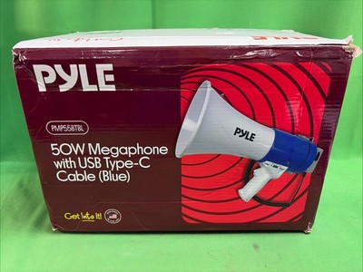 Pyle 50W Megaphone Rechargeable USB-C Color Blue New (E20)