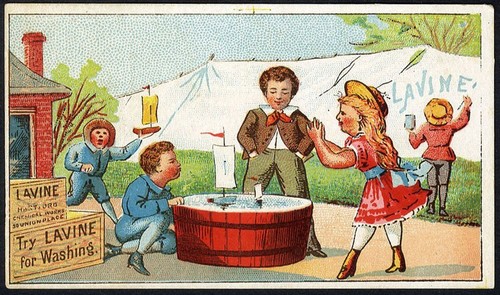 LAVINE Washing Soap Victorian Trade Card 1880's Children Playing