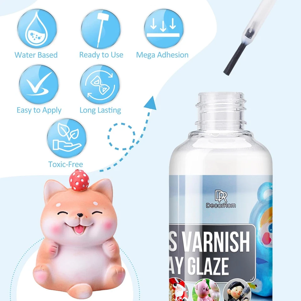 200Ml Glasur Für Ton Lufttrocknend - Air Dry Clay Glaze, Glanzlack Für Modellier - Bild 2 von 4