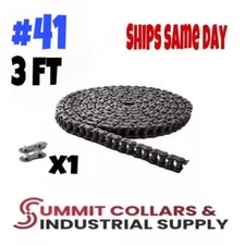 #41 Roller Chain x 3 feet + Free Connecting Link -Great Quality!