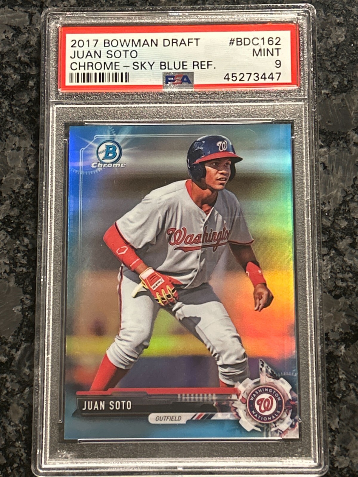 2017 Bowman Draft - Juan Soto - CHROME SKY BLUE REFRACTOR /399 PSA 9 BDC-162