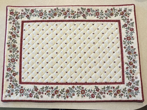 Tissus Toselli Quilted Placemats Quilted Cotton Made in France Rose New Set 2