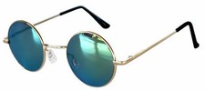 Retro Round Vintage Sunglasses Yellow Mirror Lens Metal Gold Frame