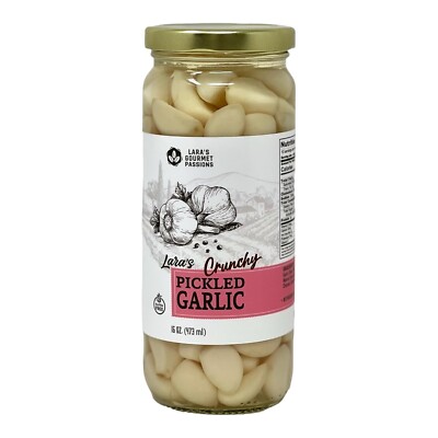 Lara s Pickled Garlic in Jar (16 fl oz) - Crunchy and Mild Flavor
