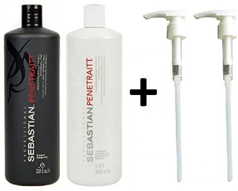 SEBASTIAN PROFESSIONAL PENETRAITT SHAMPOO 1000ML & CONDITIONER 1000ML + PUMPS