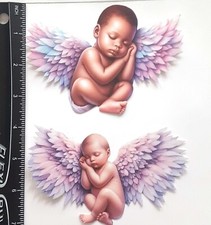 Lot of 2 Baby Angels African American Caucasian SINGLE LAYER Embellishments 248