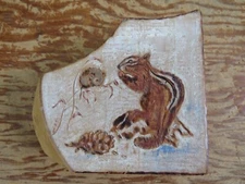 Original Wood Burning Art - Chipmunk & Field Mouse -Rollins 5.375"x4.375"x1.75"